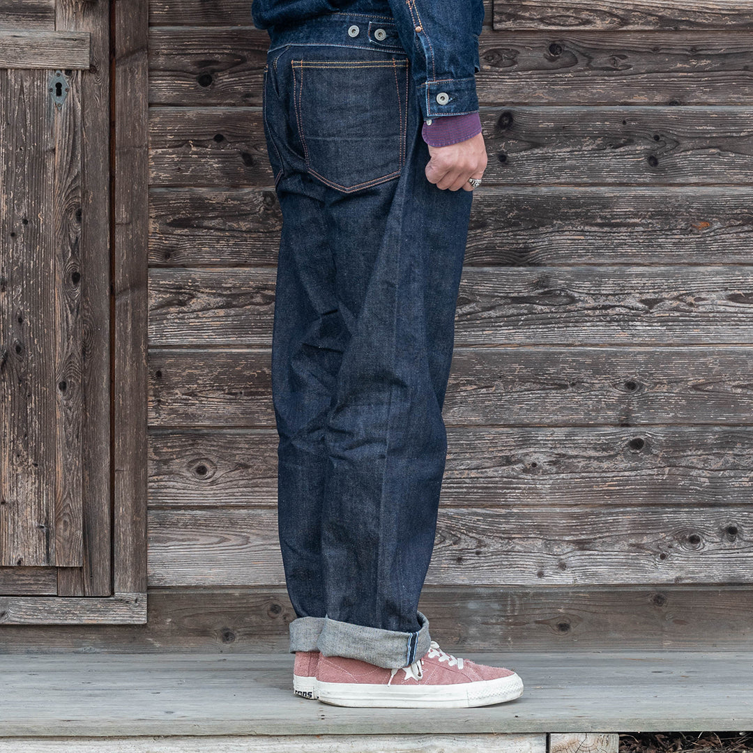 【限定生産】Lot.1991 "Fujiyama(Mt.Fuji)" Straight Fit Jeans with 13.75oz Brown Cotton Denim (Raw and Rigid) 【クラシックストレート/ふじやま/13.75oz/ブラウンコットンデニム/ノンウォッシュ】