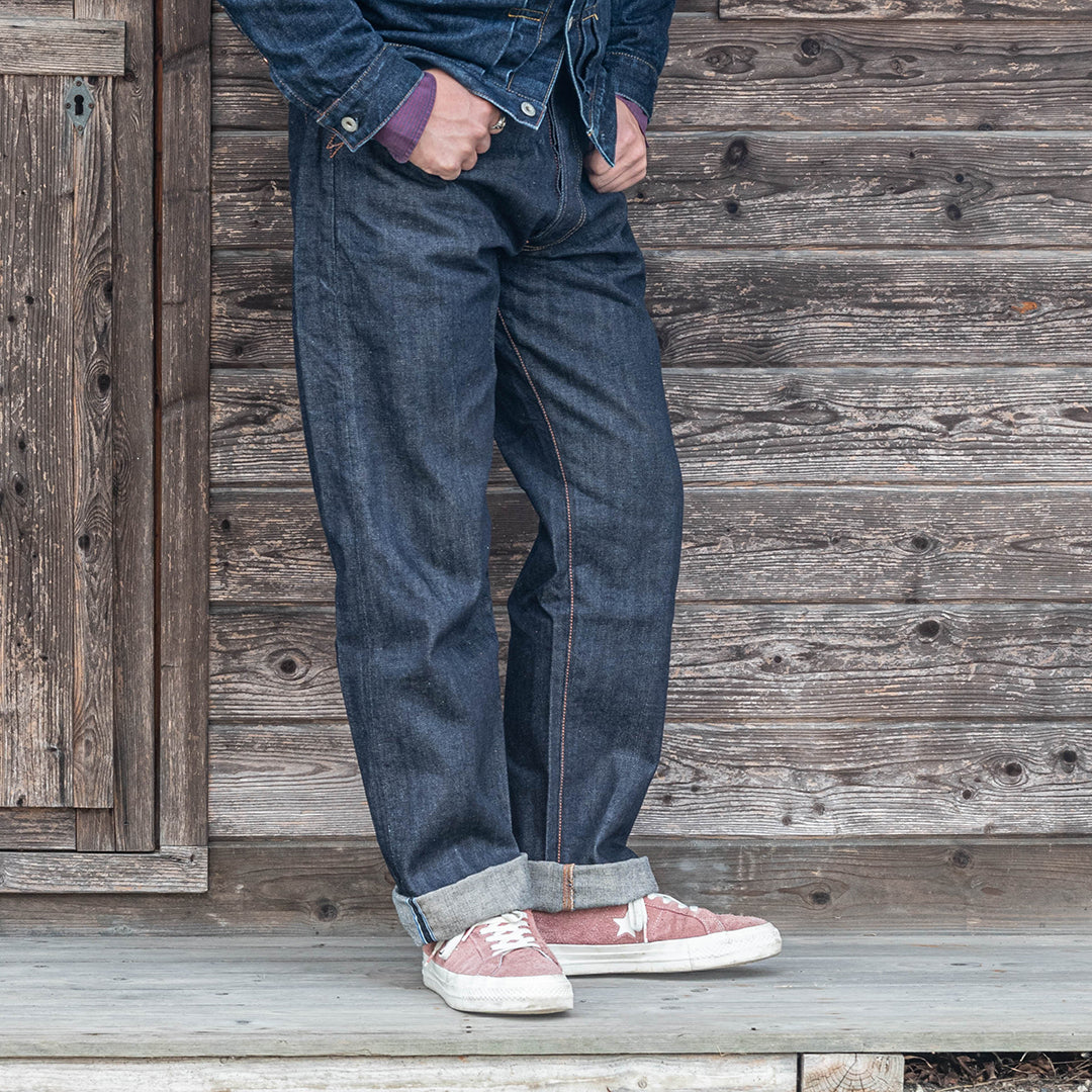 【限定生産】Lot.1991 "Fujiyama(Mt.Fuji)" Straight Fit Jeans with 13.75oz Brown Cotton Denim (Raw and Rigid) 【クラシックストレート/ふじやま/13.75oz/ブラウンコットンデニム/ノンウォッシュ】