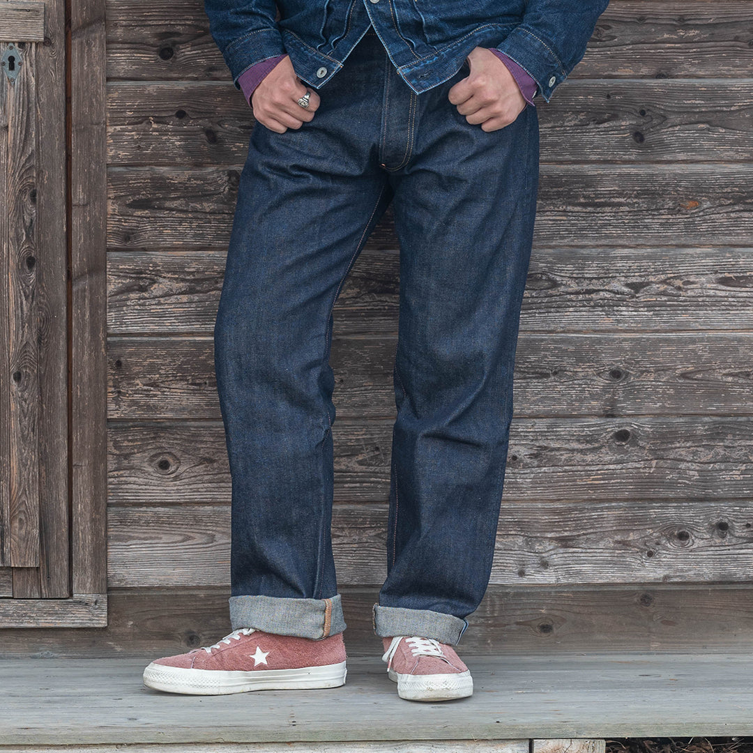 【限定生産】Lot.1991 "Fujiyama(Mt.Fuji)" Straight Fit Jeans with 13.75oz Brown Cotton Denim (Raw and Rigid) 【クラシックストレート/ふじやま/13.75oz/ブラウンコットンデニム/ノンウォッシュ】