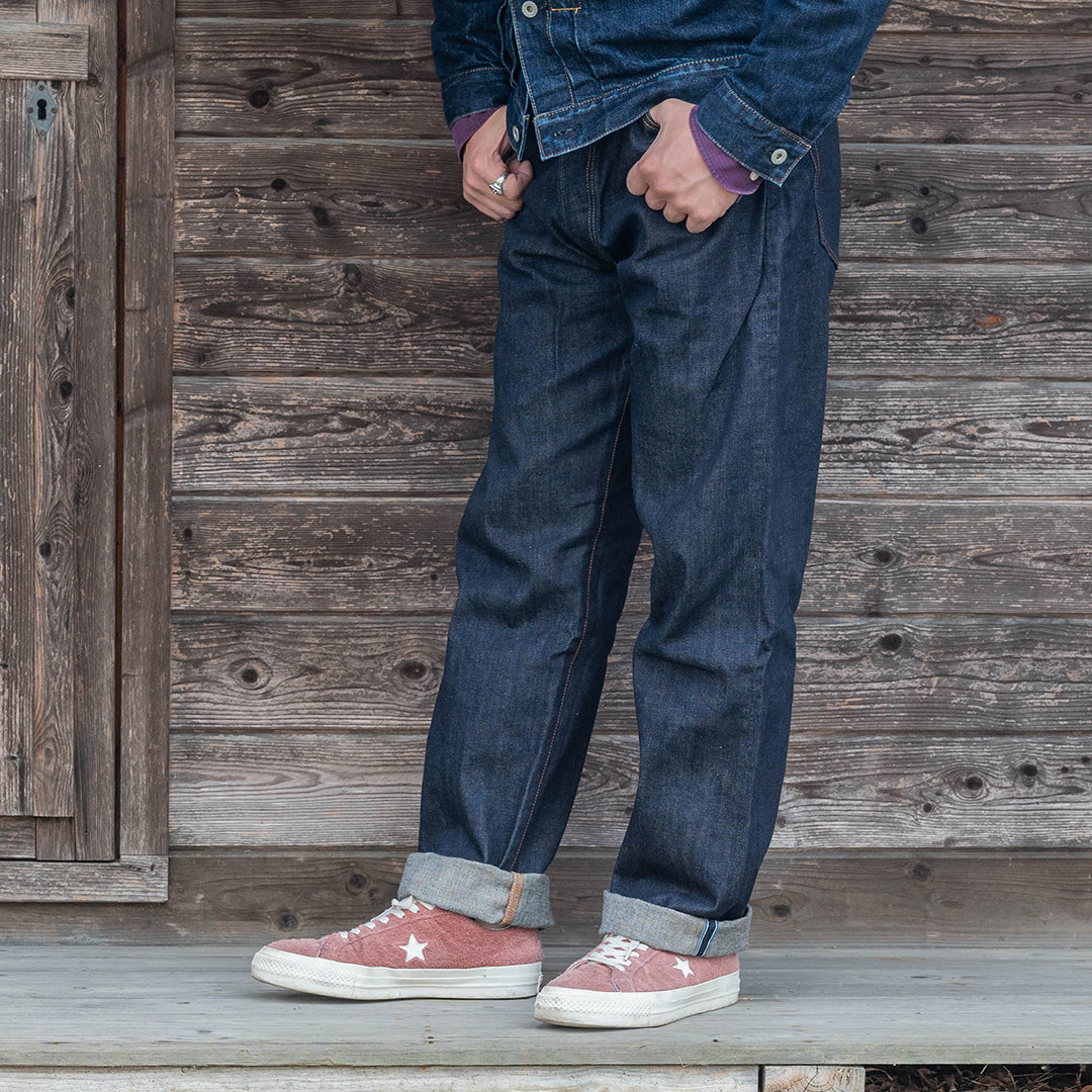 【限定生産】Lot.1991 "Fujiyama(Mt.Fuji)" Straight Fit Jeans with 13.75oz Brown Cotton Denim (Washed) 【クラシックストレート/ふじやま/13.75oz/ブラウンコットンデニム/ワンウォッシュ】