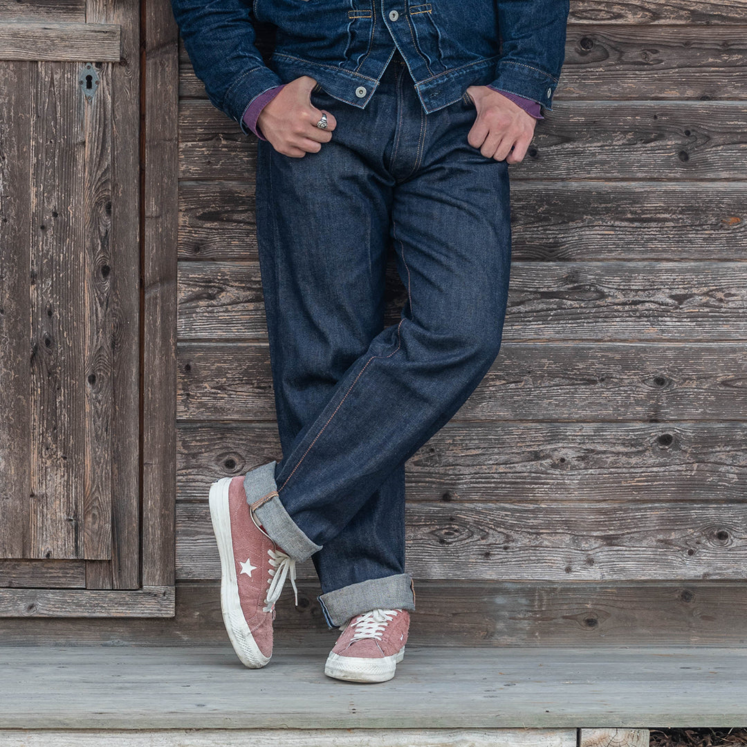 【限定生産】Lot.1991 "Fujiyama(Mt.Fuji)" Straight Fit Jeans with 13.75oz Brown Cotton Denim (Raw and Rigid) 【クラシックストレート/ふじやま/13.75oz/ブラウンコットンデニム/ノンウォッシュ】