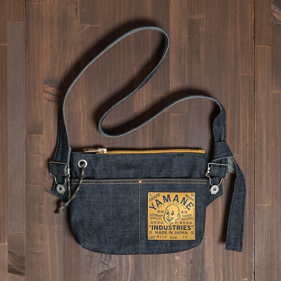 Lot.9112 Denim Zip Shoulder Bag Eyelet 10"