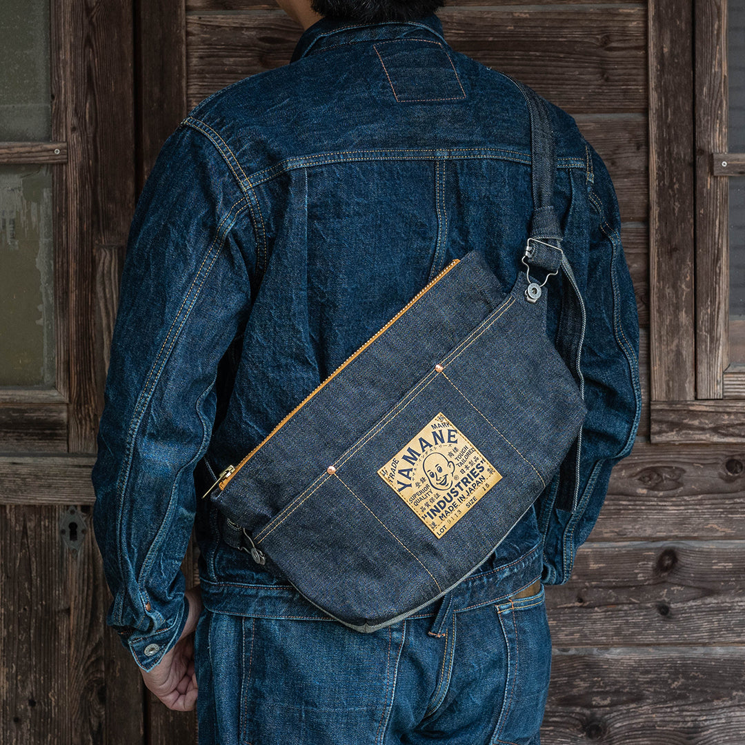 Lot.9113 Denim Zip Shoulder Bag Wide 15"