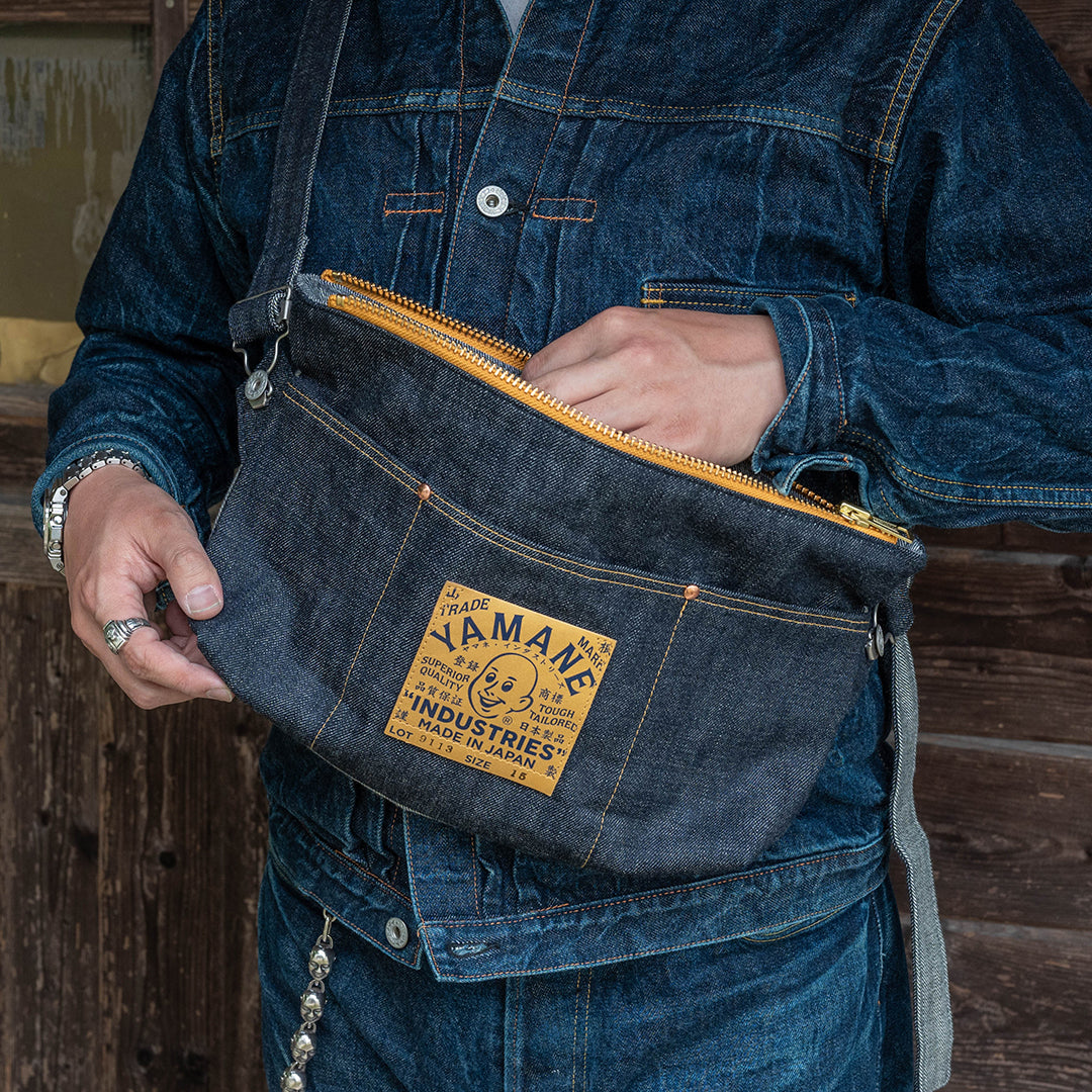 Lot.9113 Denim Zip Shoulder Bag Wide 15"