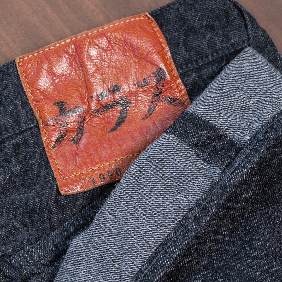 [Limited] Lot.1990 "Karasu(Crow)" Regular Straight Fit Jeans 14oz Black Denim (Washed) [Regular Straight/Karasu/Black Denim/One Wash]