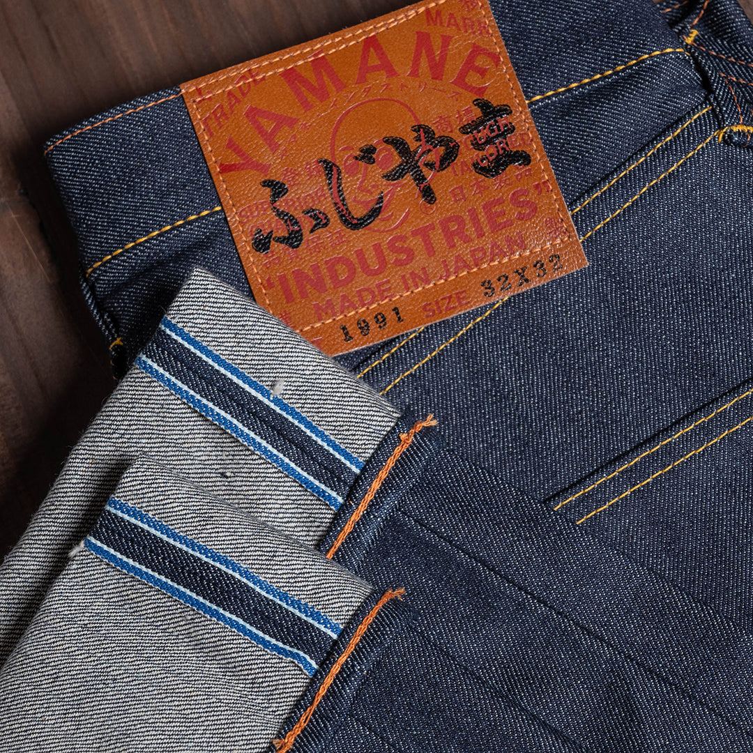 【限定生産】Lot.1991 "Fujiyama(Mt.Fuji)" Straight Fit Jeans with Brown Cotton Denim (Raw and Rigid) 【クラシックストレート／ふじやま／ブラウンコットンデニム／ノンウォッシュ】