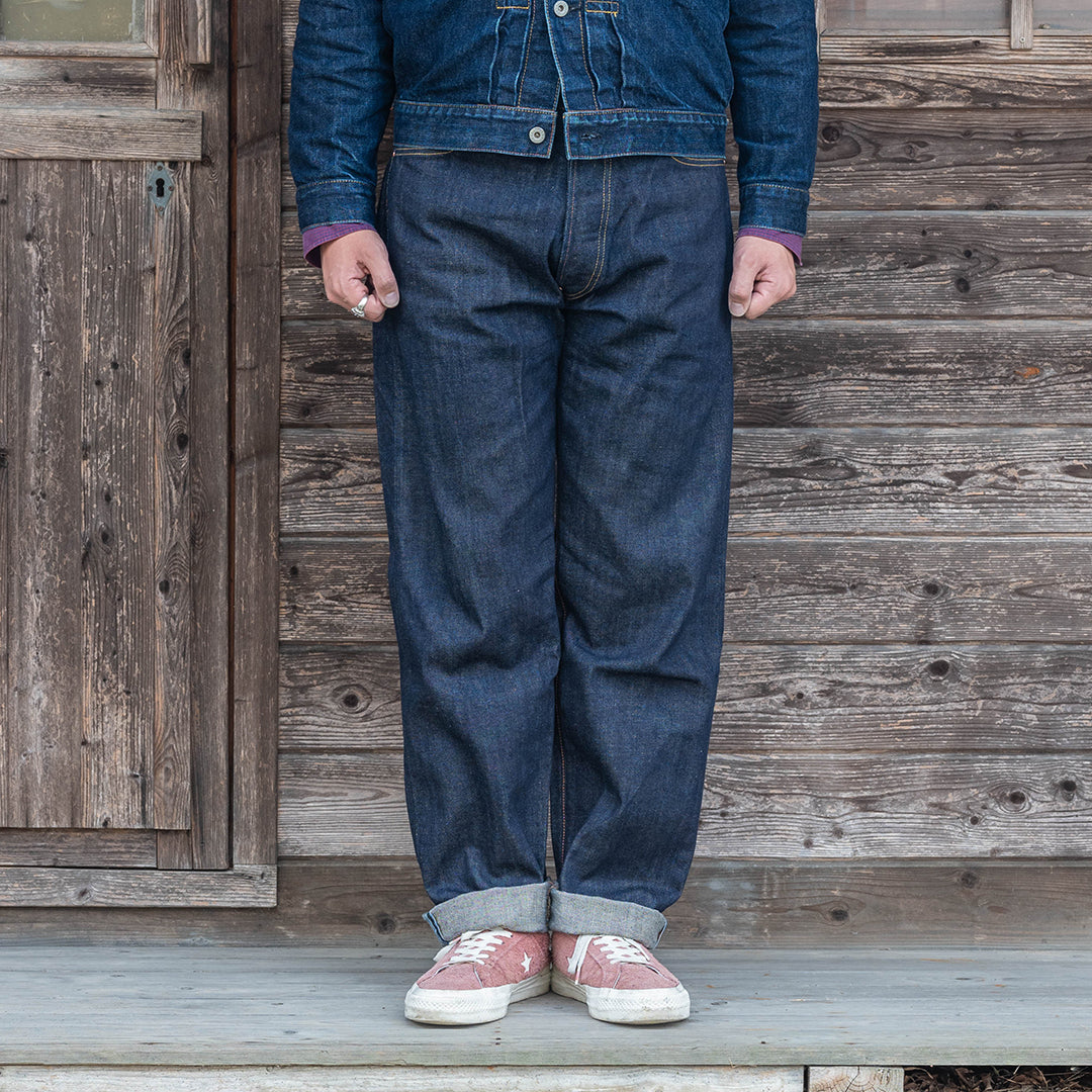 【限定生産】Lot.1991 "Fujiyama(Mt.Fuji)" Straight Fit Jeans with Brown Cotton Denim (Raw and Rigid) 【クラシックストレート／ふじやま／ブラウンコットンデニム／ノンウォッシュ】