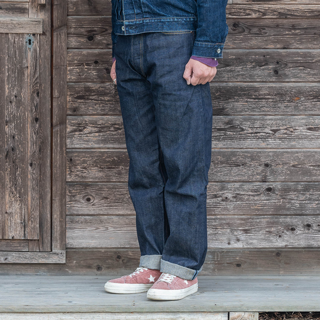 【限定生産】Lot.1991 "Fujiyama(Mt.Fuji)" Straight Fit Jeans with Brown Cotton Denim (Raw and Rigid) 【クラシックストレート／ふじやま／ブラウンコットンデニム／ノンウォッシュ】