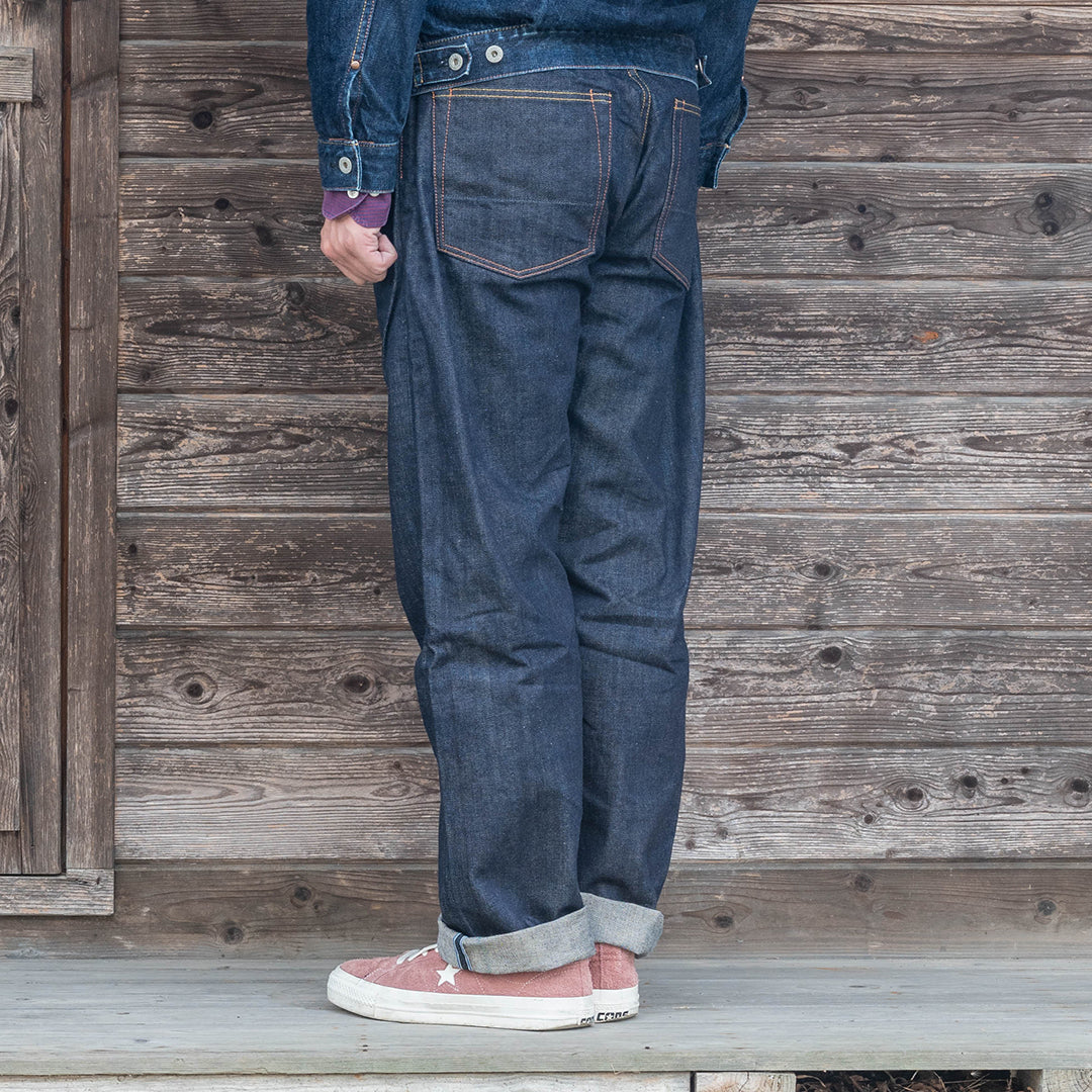 【限定生産】Lot.1991 "Fujiyama(Mt.Fuji)" Straight Fit Jeans with Brown Cotton Denim (Raw and Rigid) 【クラシックストレート／ふじやま／ブラウンコットンデニム／ノンウォッシュ】