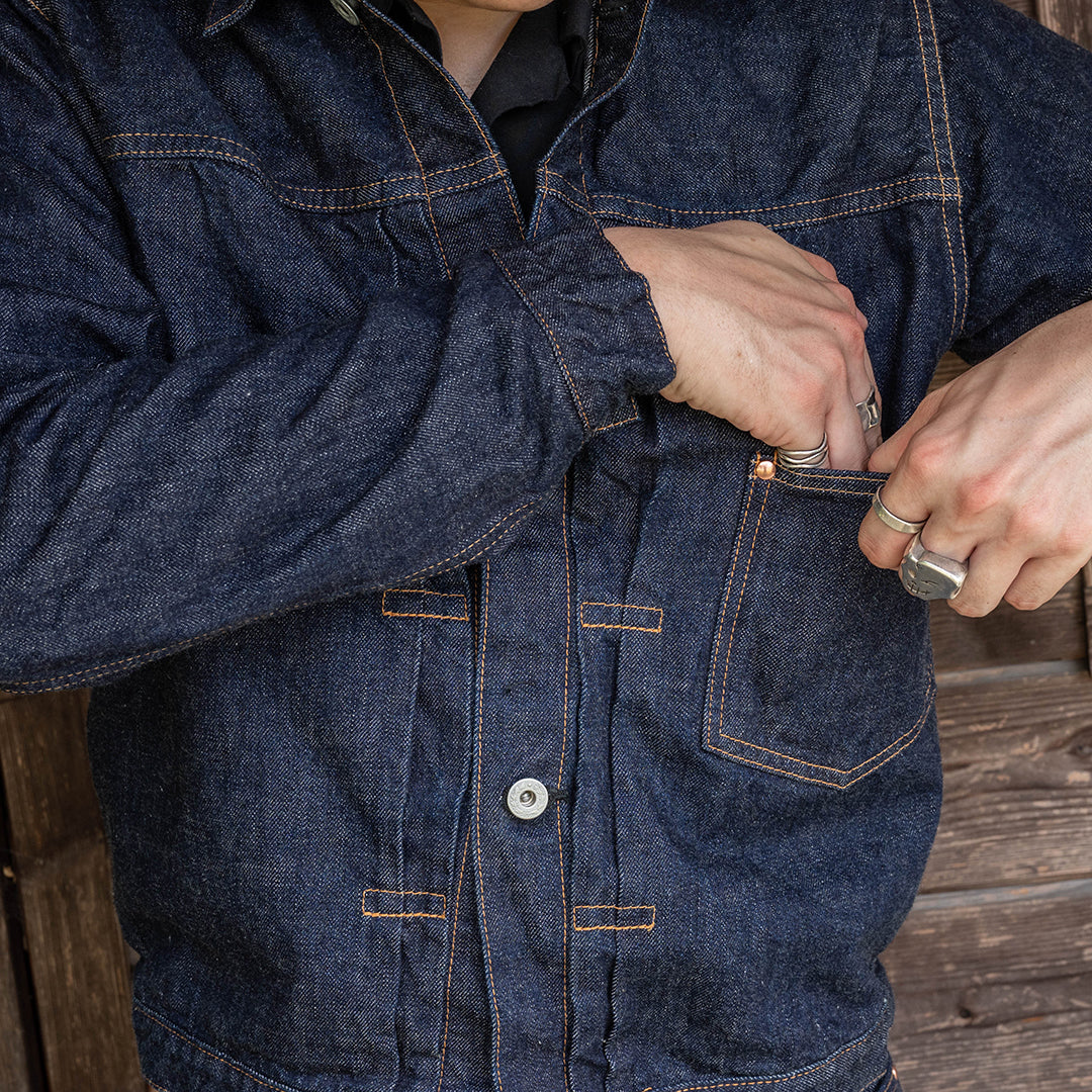 【限定】Lot.2505T "Shimofuri" Type-WWII Denim Jacket 14.35oz Uneven Denim (Raw / Washed)【大戦モデル／霜降り／ワンウォッシュ】