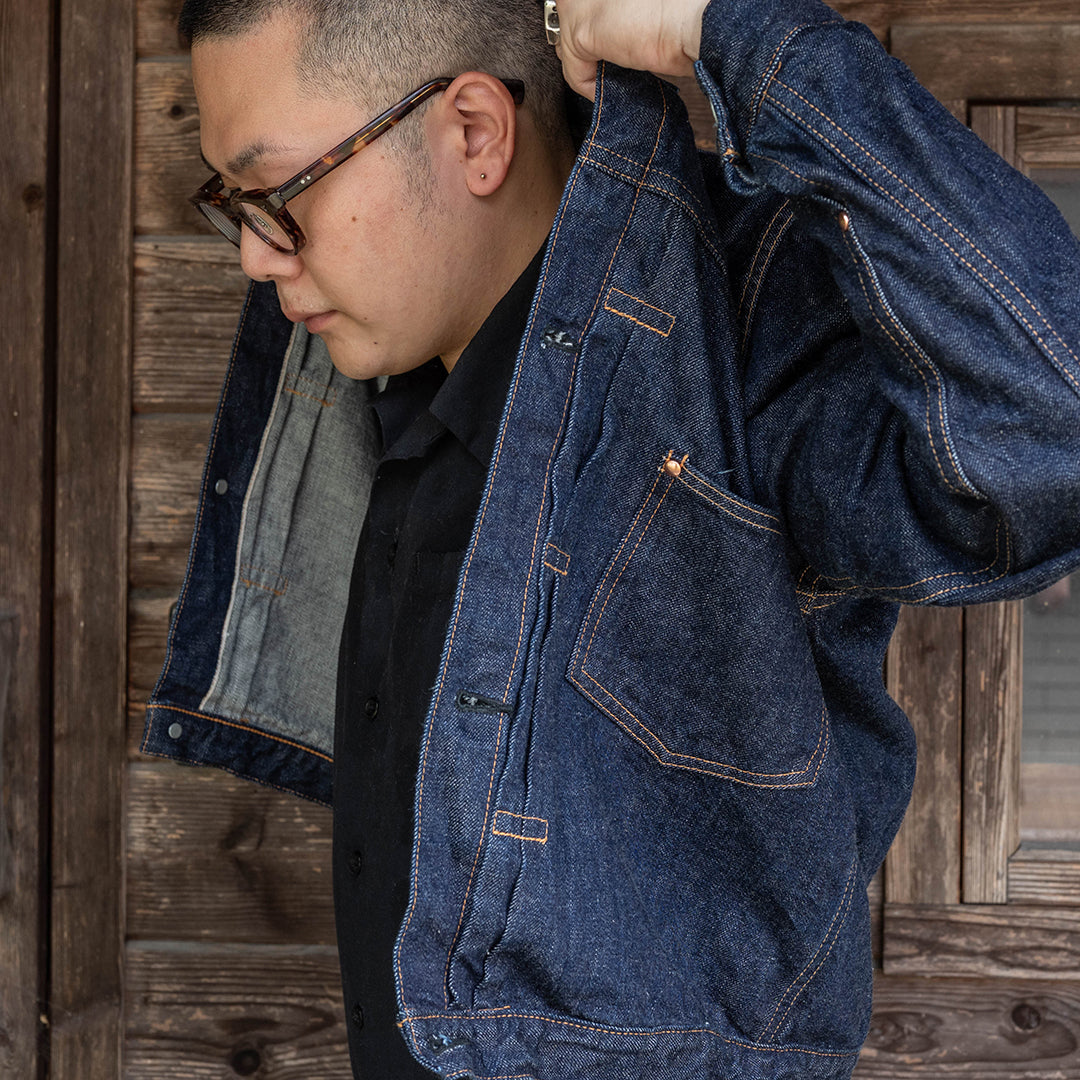【限定】Lot.2505T "Shimofuri" Type-WWII Denim Jacket 14.35oz Uneven Denim (Raw / Washed)【大戦モデル／霜降り／ワンウォッシュ】