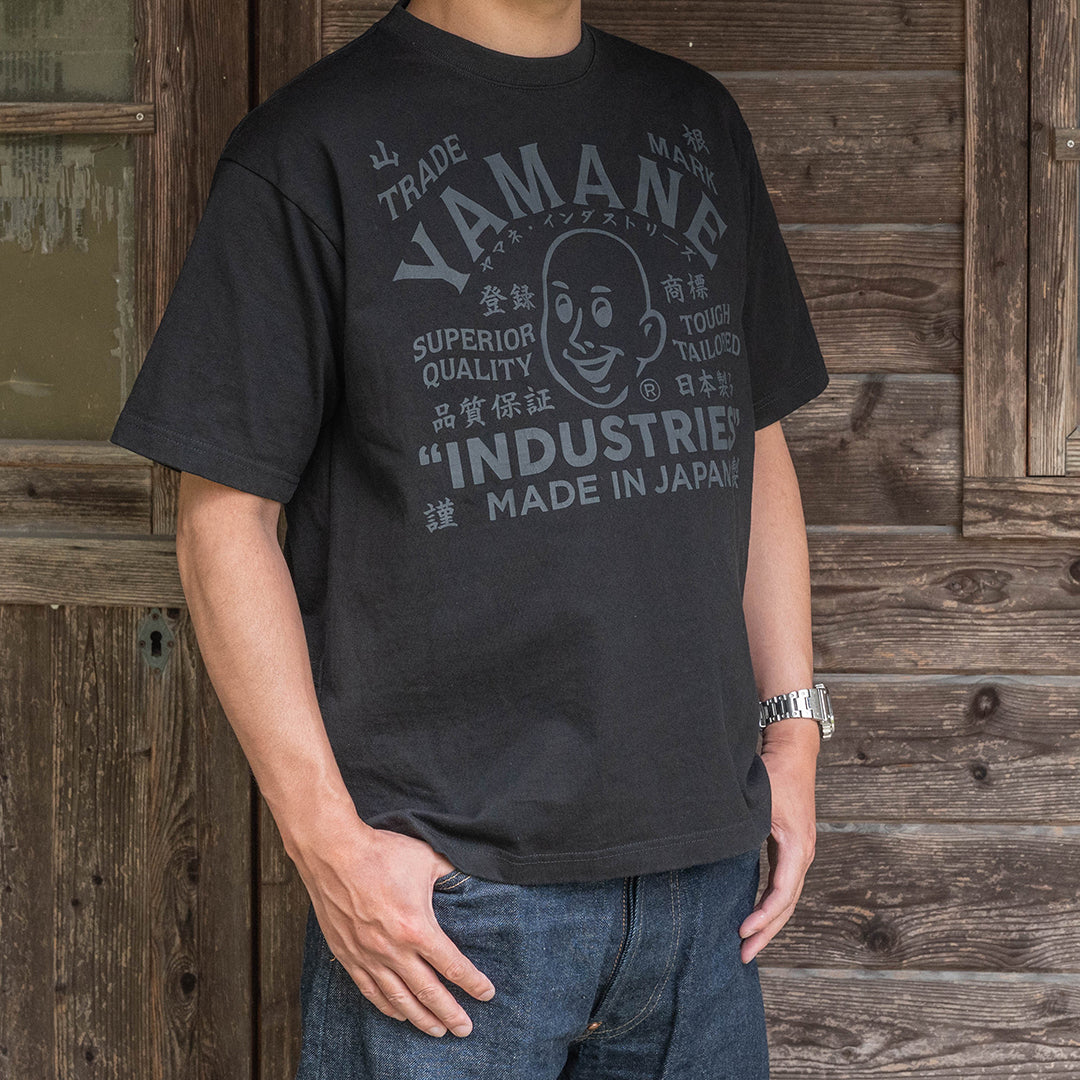 Lot.8002 "Union" 8.1oz USA Cotton T-shirt Black (Leather Label Logo / Black)
