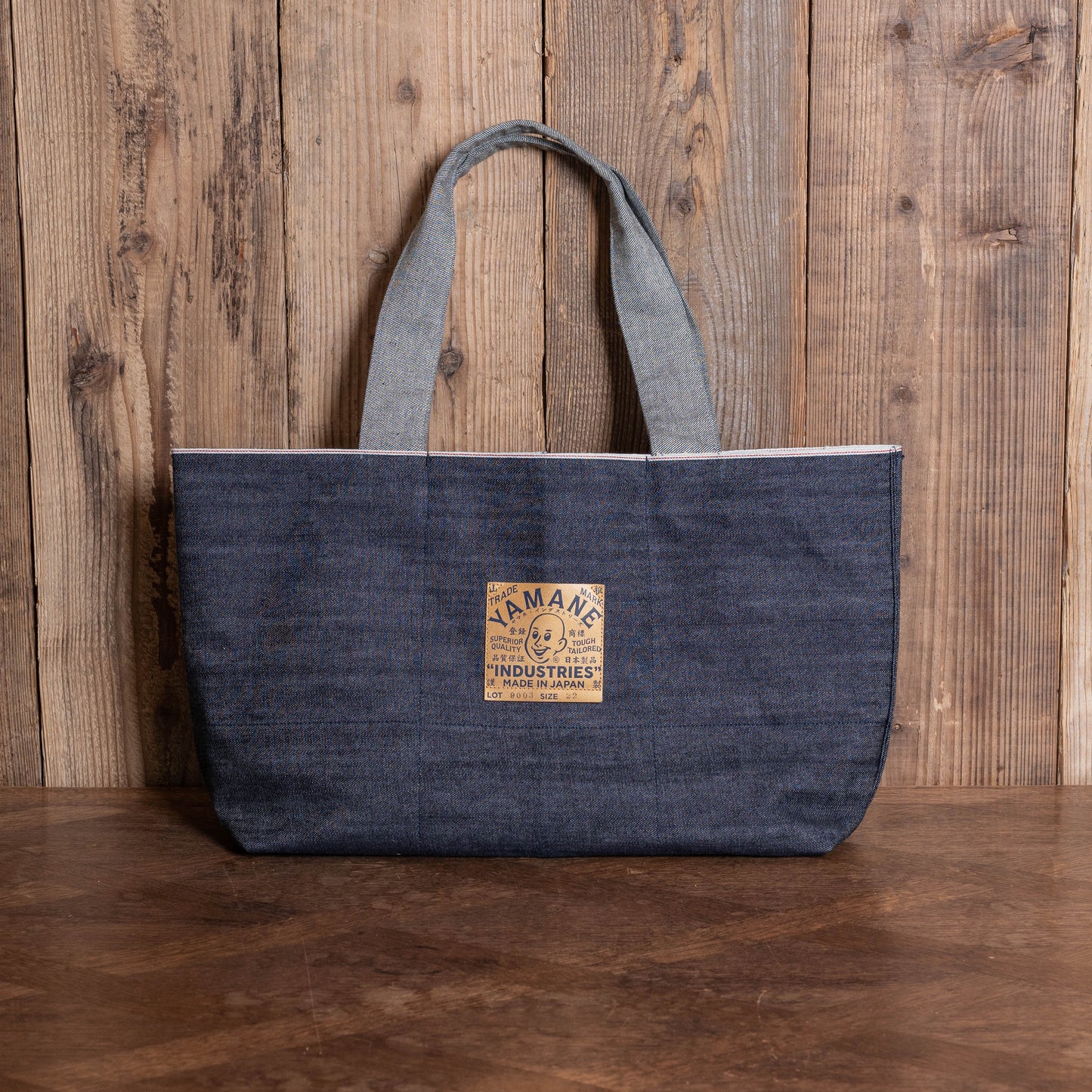 Lot.9003 Denim One-Piece Tote 22" with "YAMANE INDUSTRIES"