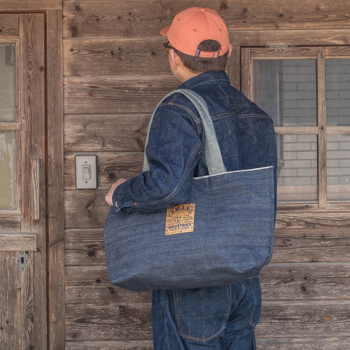 Lot.9003 Denim One-Piece Tote 22" with "YAMANE INDUSTRIES"