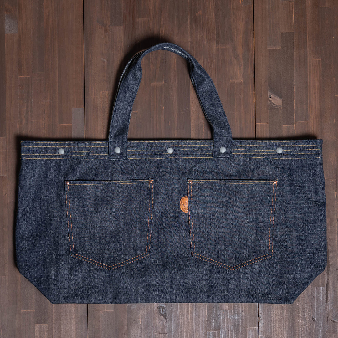 Lot.9018 Denim Two Pockets Huge Tote 32"