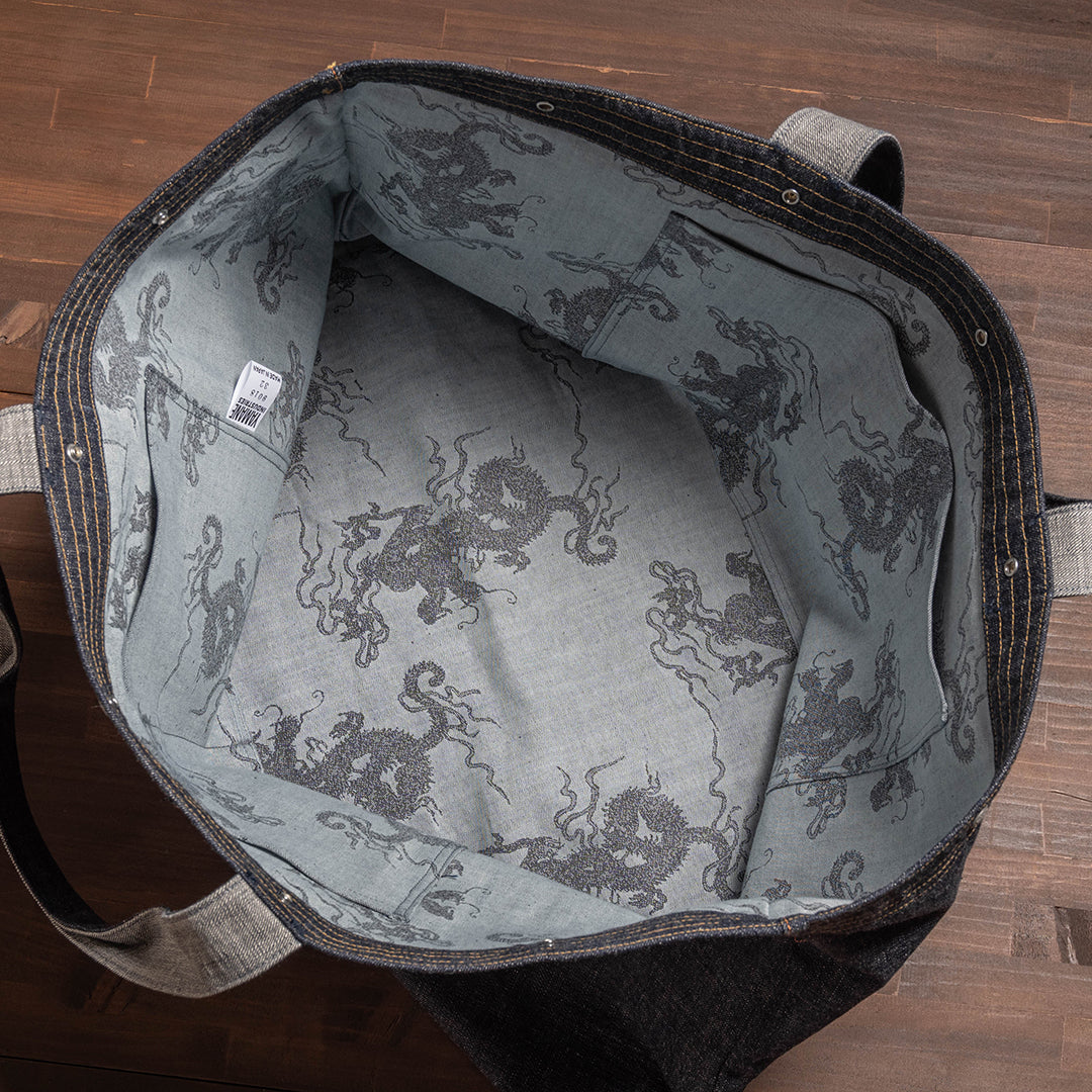 Lot.9018 Denim Two Pockets Huge Tote 32"