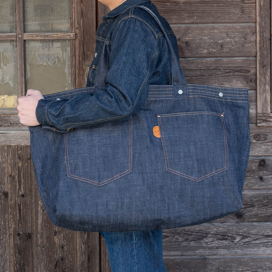 Lot.9018 Denim Two Pockets Huge Tote 32"