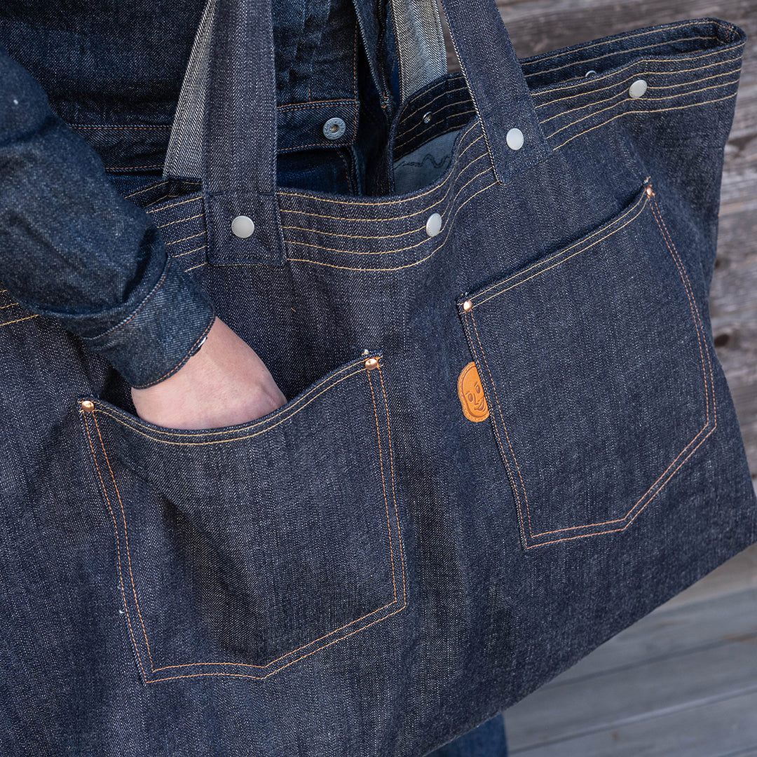 Lot.9018 Denim Two Pockets Huge Tote 32"