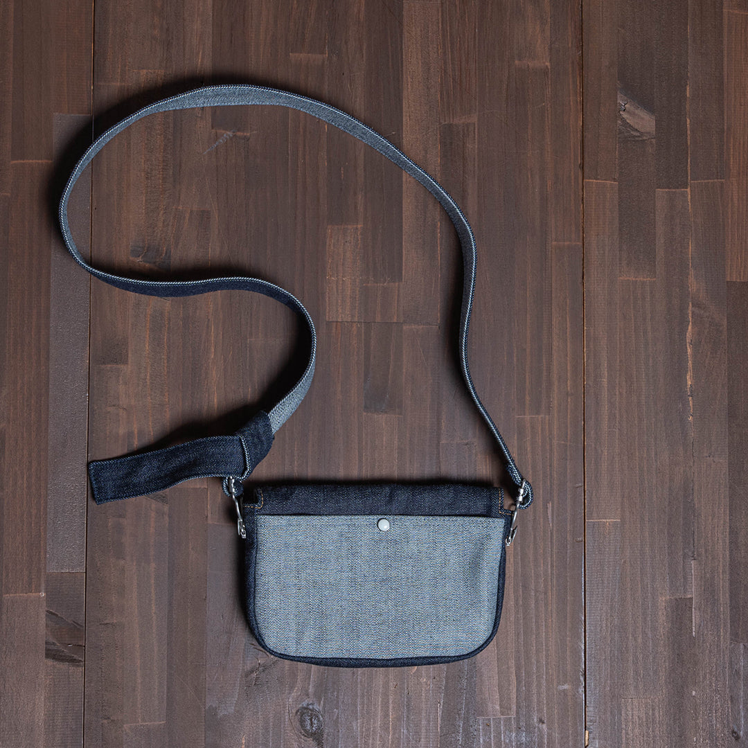 Lot.9103 Denim Snap-on Flap Shoulder Pouch 9"