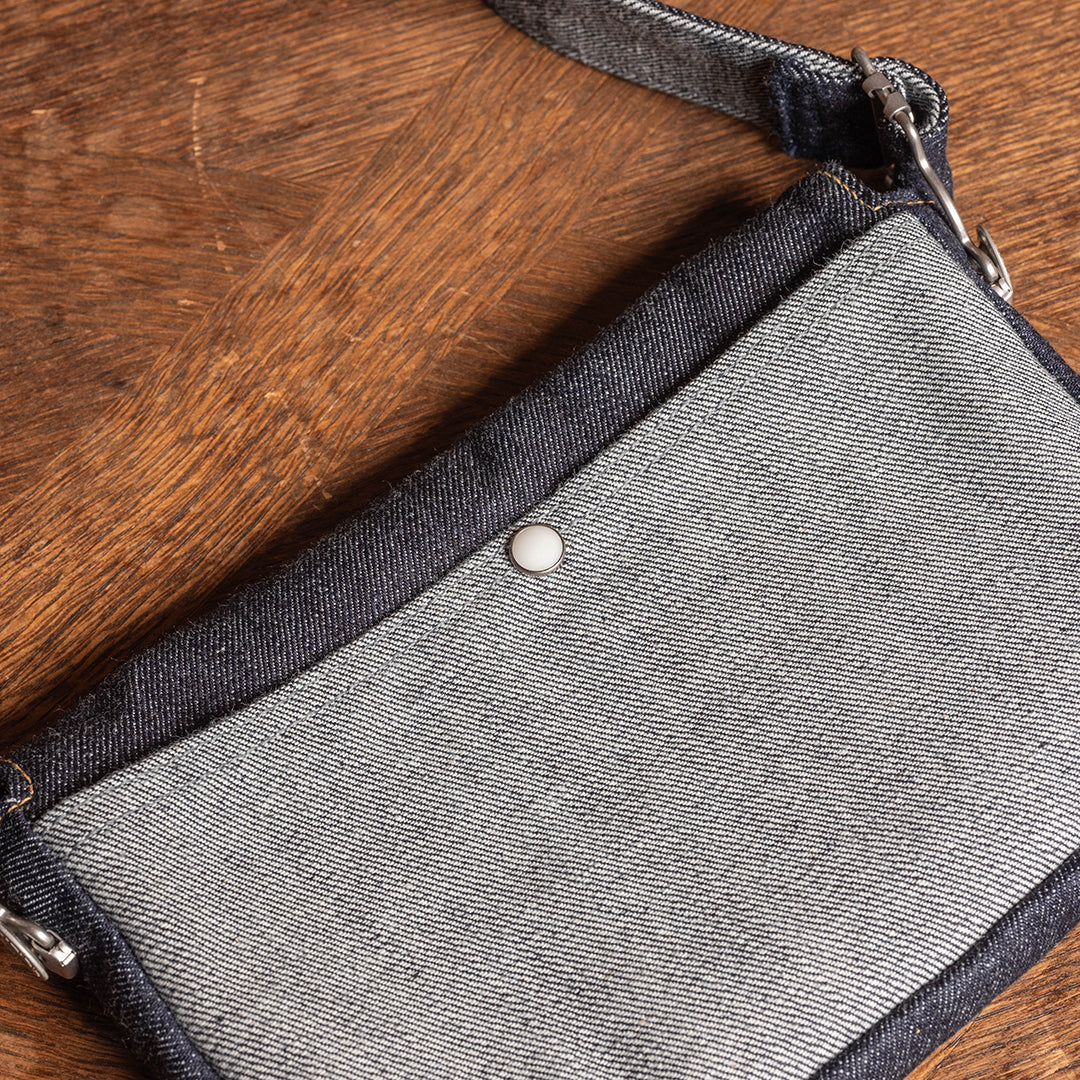 Lot.9103 Denim Snap-on Flap Shoulder Pouch 9"