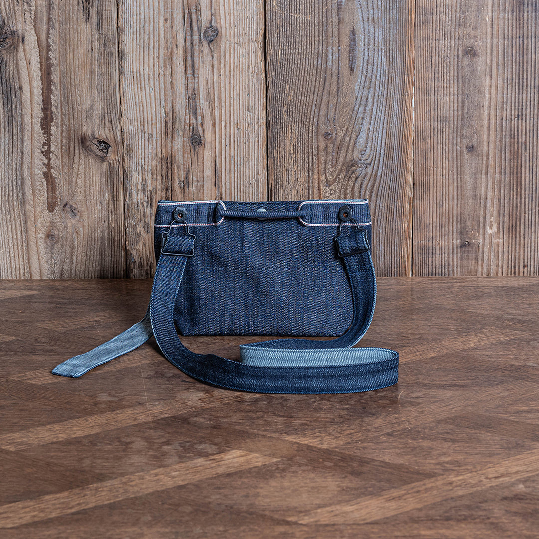 Lot.9104 Denim Draw-Open Shoulder Pouch 10"