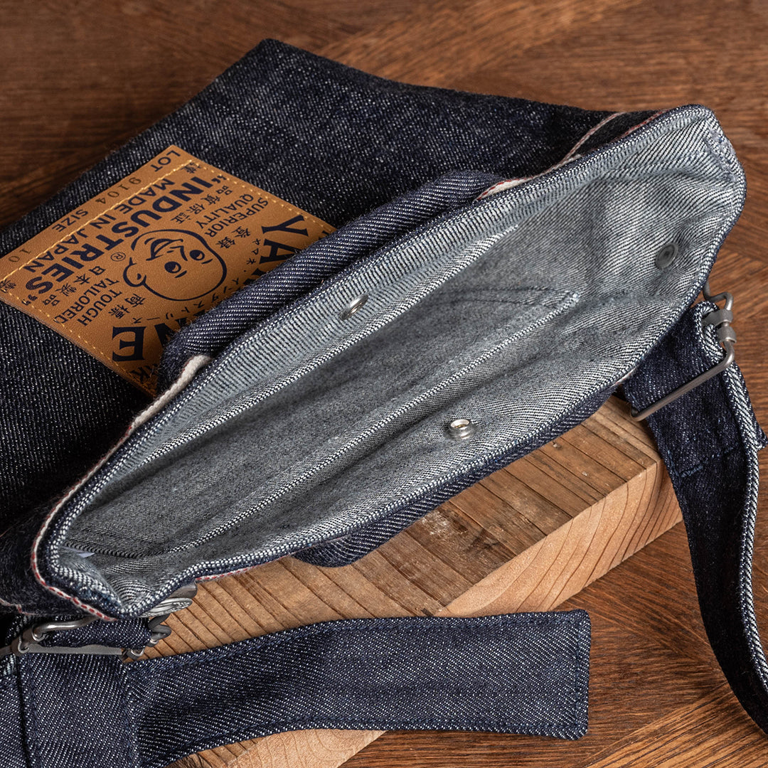 Lot.9104 Denim Draw-Open Shoulder Pouch 10"
