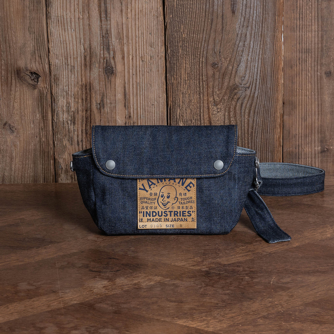 Lot.9105 Denim Snap-on Flap Shoulder Pouch Wide 9"