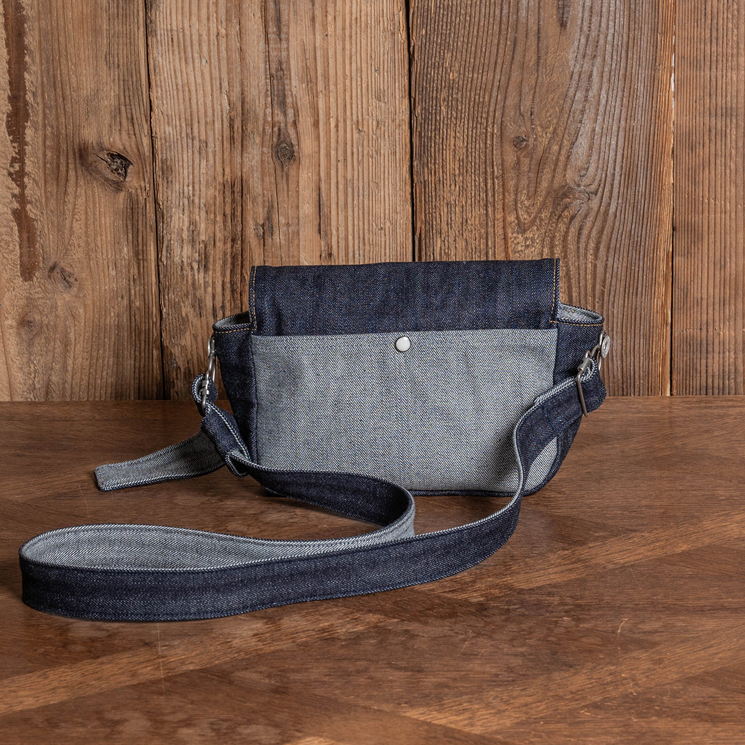 Lot.9105 Denim Snap-on Flap Shoulder Pouch Wide 9"