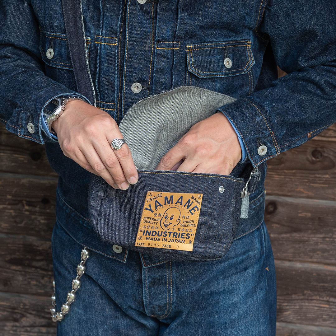 Lot.9105 Denim Snap-on Flap Shoulder Pouch Wide 9"