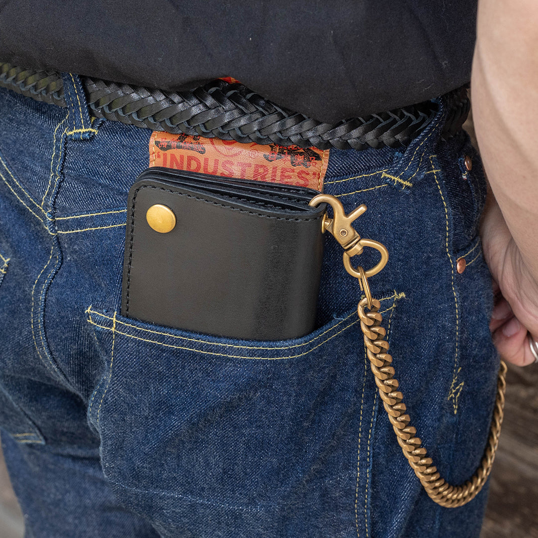 Lot.9500 "Frontier" Steer Hide Leather Biker Wallet (Black)