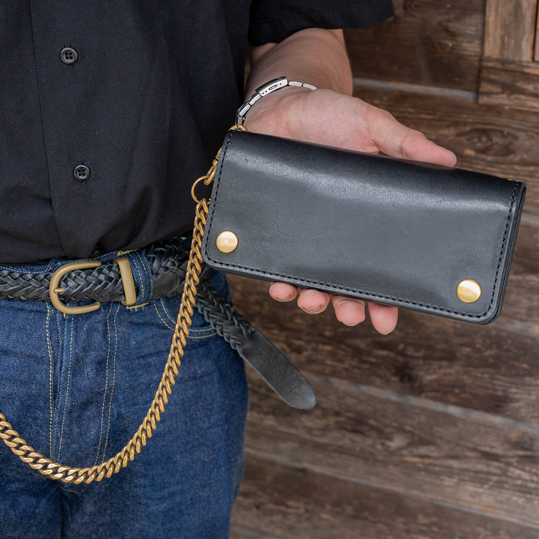 Lot.9500 "Frontier" Steer Hide Leather Biker Wallet (Black)