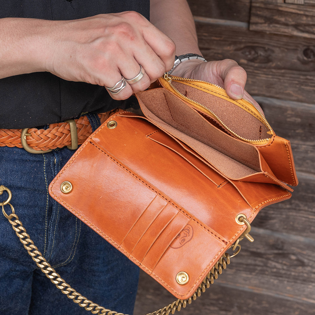 Lot.9500 "Frontier" Steer Hide Leather Biker Wallet (Camel)