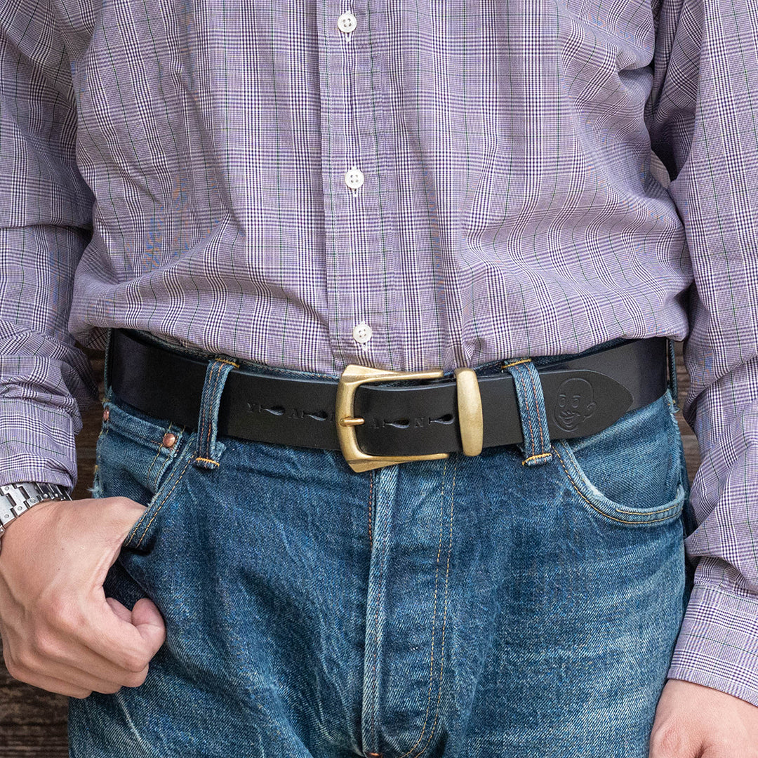Lot.9905 "Canyon" 40mm Steer Hide Leather Belt (Black)