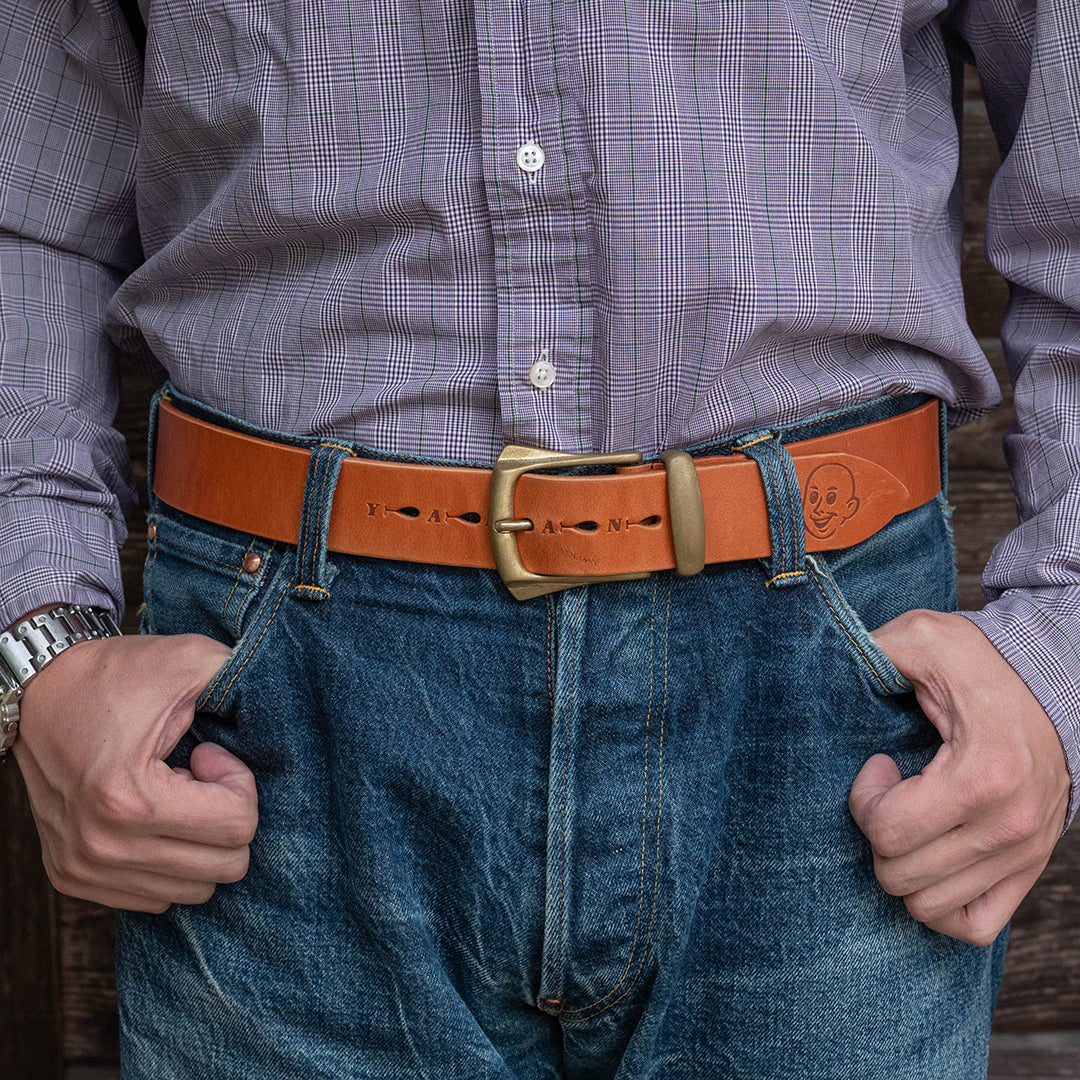 Lot.9905 "Canyon" 40mm Steer Hide Leather Belt (Camel）