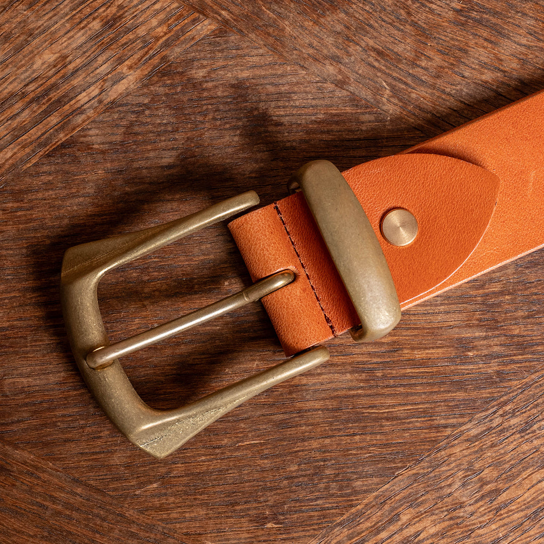 Lot.9905 "Canyon" 40mm Steer Hide Leather Belt (Camel）
