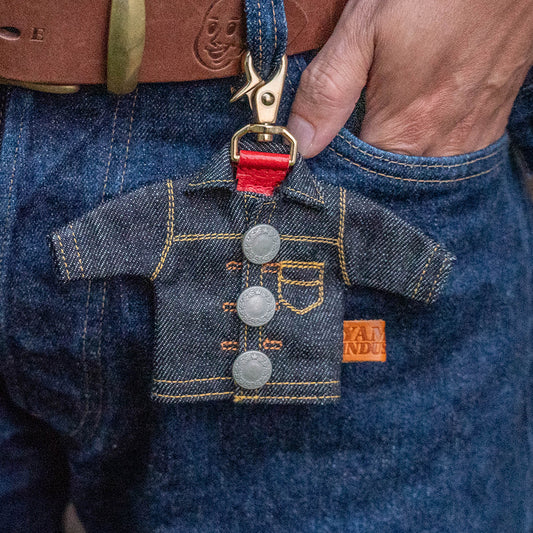 【新色】Denim Jacket-style Key Ring (Red)