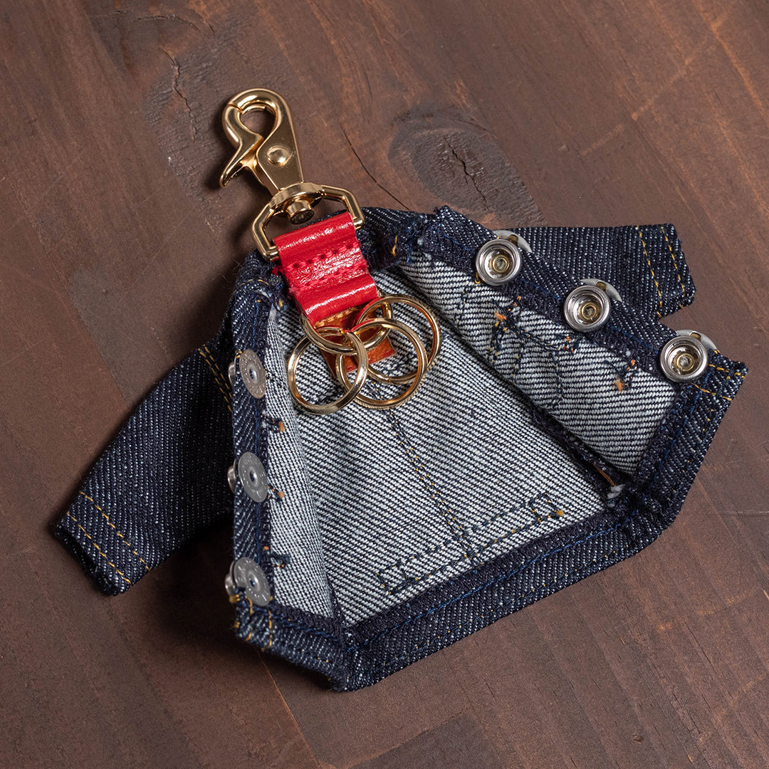 【新色】Denim Jacket-style Key Ring (Red)