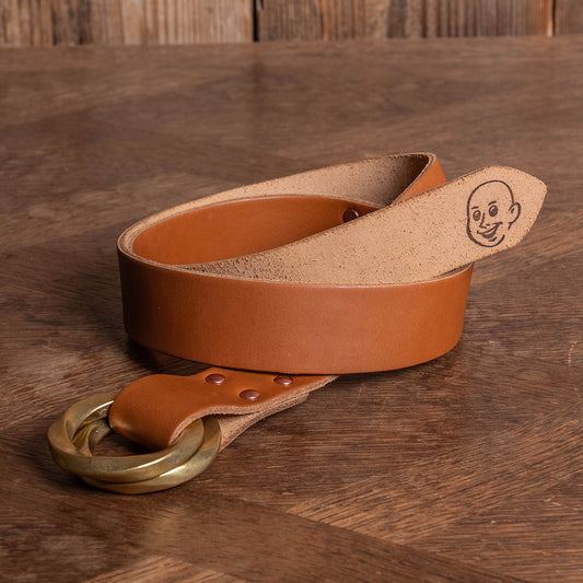 Lot.9910 "365" Brass W Twist Rings Leather Belt  (Brown)