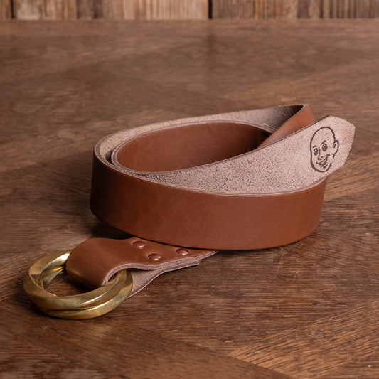 Lot.9910 "365" Brass W Twist Rings Leather Belt (Choco)