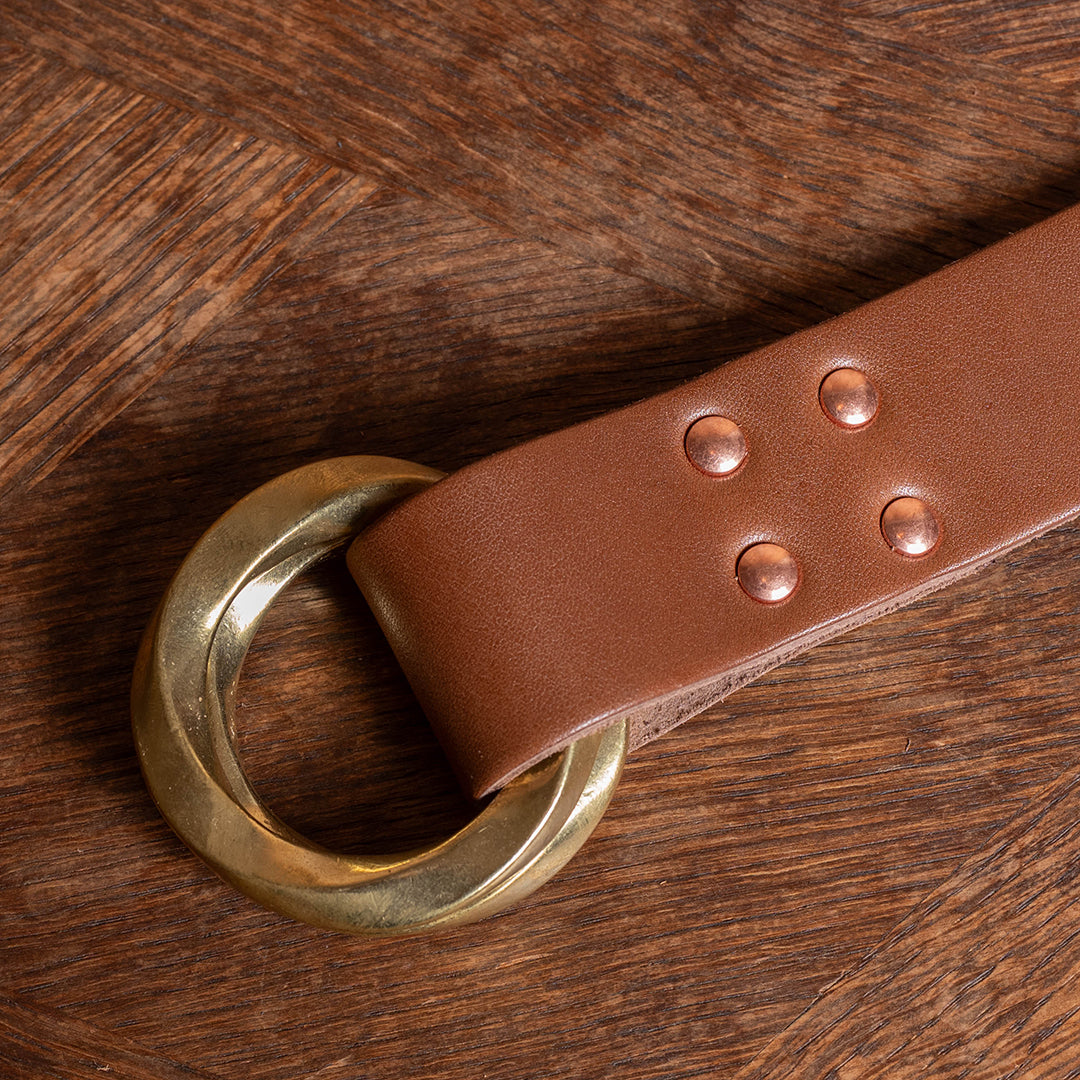 Lot.9910 "365" Brass W Twist Rings Leather Belt (Choco)
