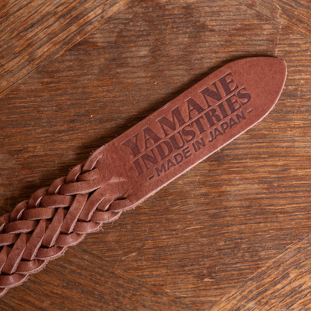 Lot.9915 "Valley" 30mm Steer Hide Leather Braided Belt (Choco)